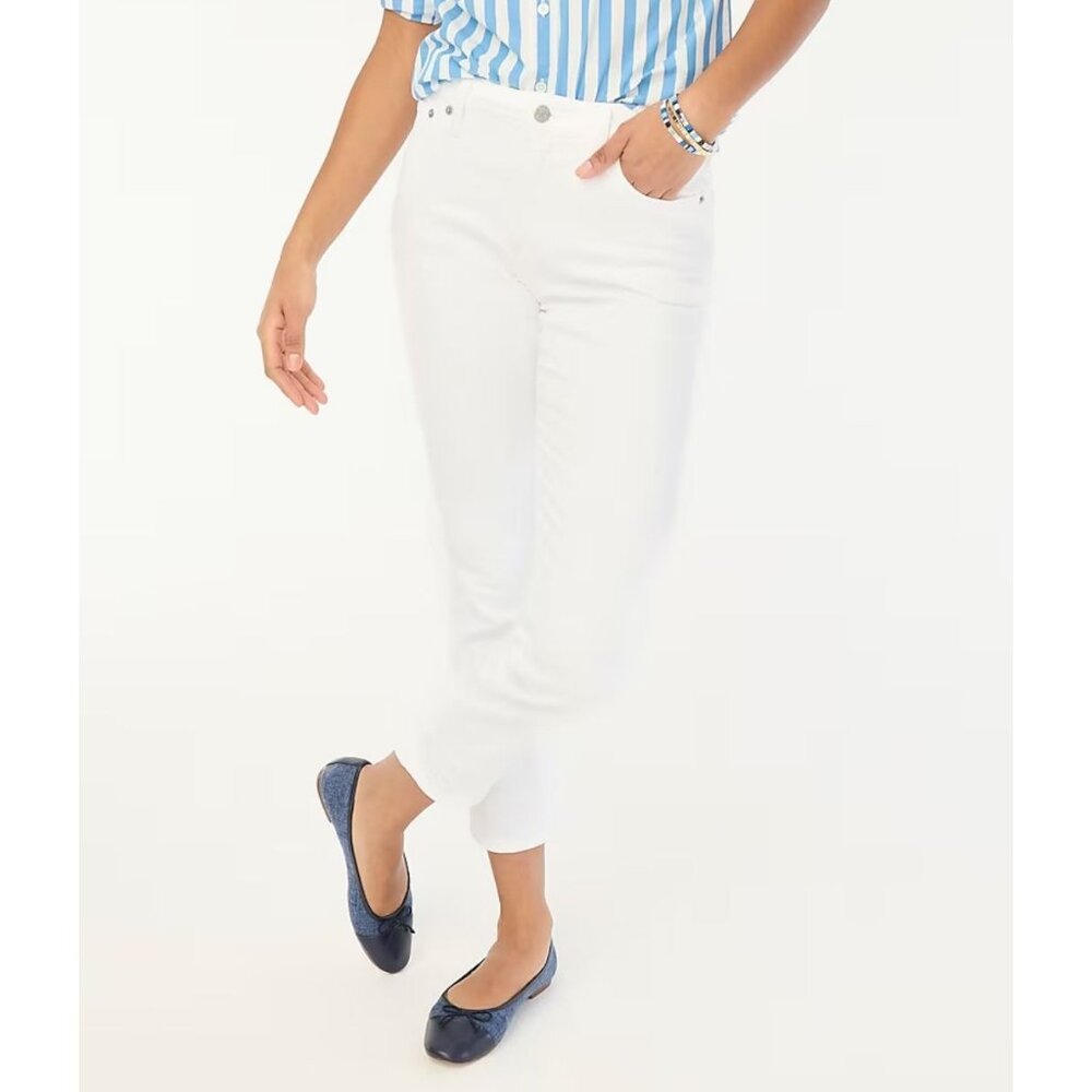 J. Crew Factory Curvy Essential Straight Jeans Stretch Women's Size 33 White NWT